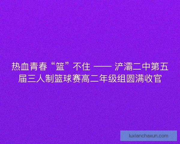 热血青春 “篮” 不住 —— 浐灞二中第五届三人制篮球赛高二年级组圆满收官